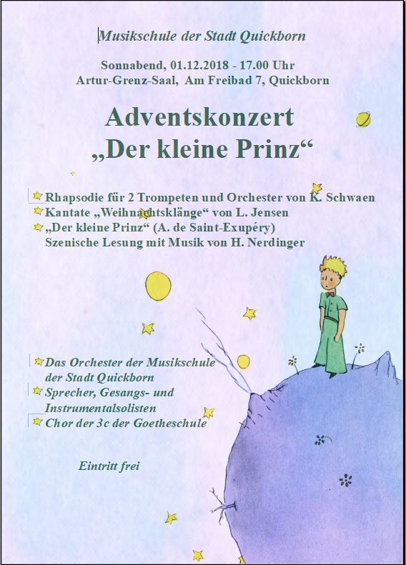 Plakat Kleiner Prinz Musikschule Der Stadt Quickborn